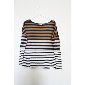 Old Navy Brown Stripped 3/4 Sleeve with Buttons M